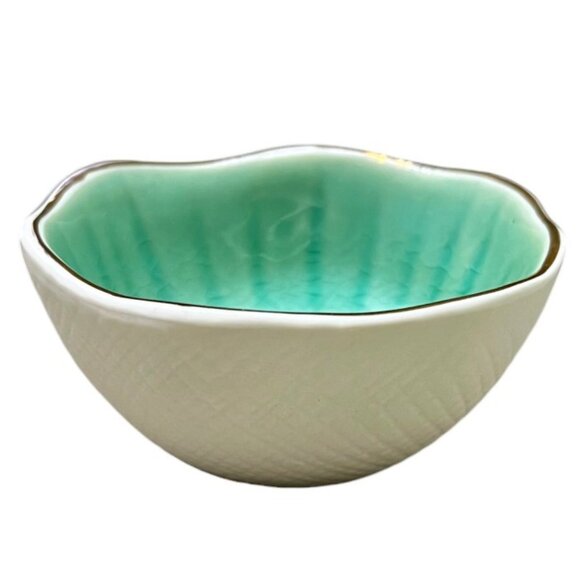 Tiny Green Geode Ceramic Ring & Trinket Bowl, 3" x 1.75" - Picture 1 of 6